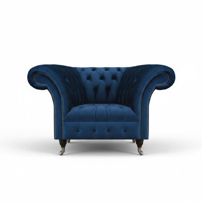 Blauer Chesterfield Einsitzer Wohnzimmer Sessel Polster Moderne Möbel