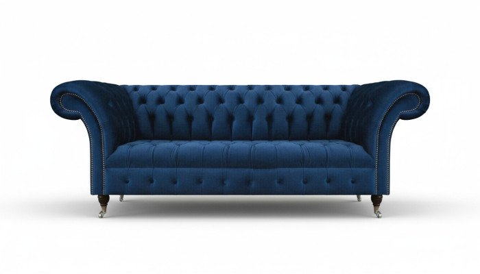 Dunkelblaue Chesterfield Wohnzimmer Couch Designer Dreisitzer Sitzmöbel