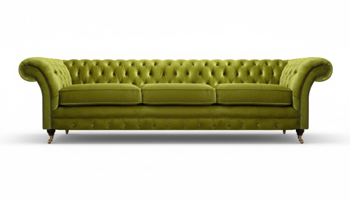 Chesterfield Olivengrüne Polstercouch Bettfunktion Couch Wohnzimmer Möbel