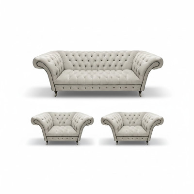 Luxuriöse Chesterfield Möbel Designer 2x Lehnsessel Moderner Dreisitzer