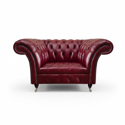 Chesterfield Roter Wohnzimmer Sessel Designer Leder Einsitzer 1-Sitzer