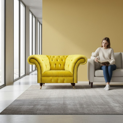 Luxuriöser Chesterfield Textilsessel Wohnzimmer Polster Einsitzer Sessel