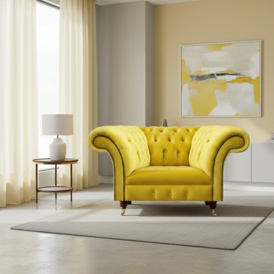 Luxuriöser Chesterfield Textilsessel Wohnzimmer Polster Einsitzer Sessel