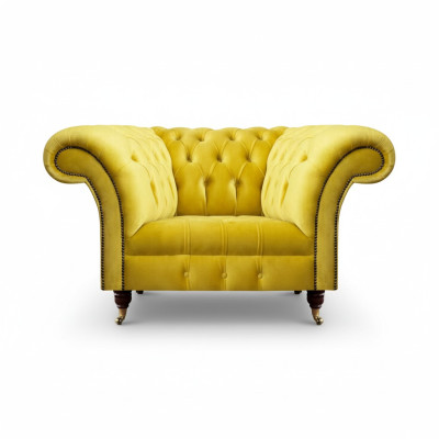 Luxuriöser Chesterfield Textilsessel Wohnzimmer Polster Einsitzer Sessel