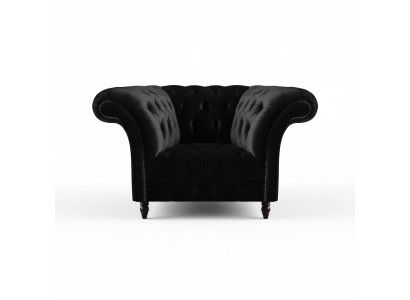 Chesterfield Schwarzer Lehnsessel Polstermöbel Wohnzimmer 1-Sitzer Neu