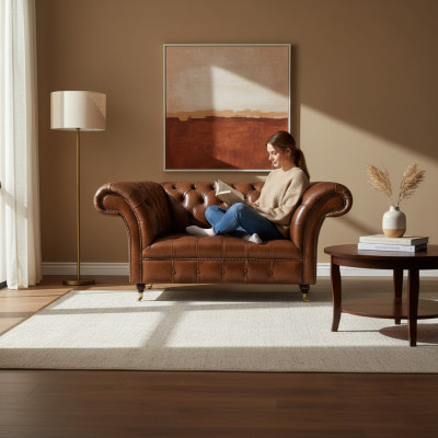Ledercouch Chesterfield Braunes Sofa Wohnzimmer Designer Ledermöbel