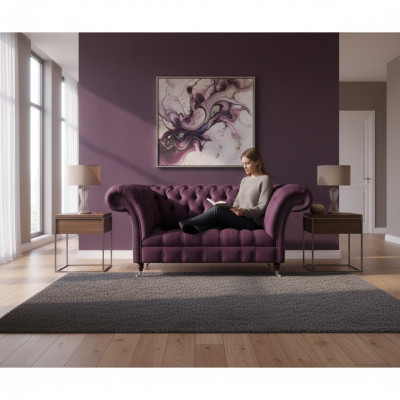 Lila Chesterfield Polstersofa Wohnzimmer Designer Zweisitzer Edle Couch