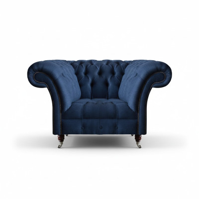 Blauer Chesterfield Lehnsessel Wohnzimmer 1-Sitzer Edle Luxus Sitzmöbel