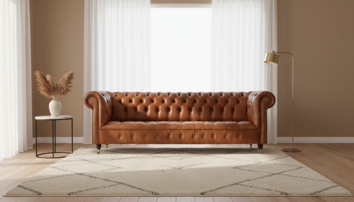 Wohnzimmer Viersitzer Chesterfield Designer Couchen Luxus Ledersofas
