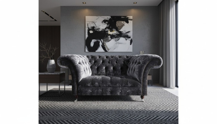 Chesterfield Samtsofa Designer Zweisitzer Textilcouchen Polstersofas