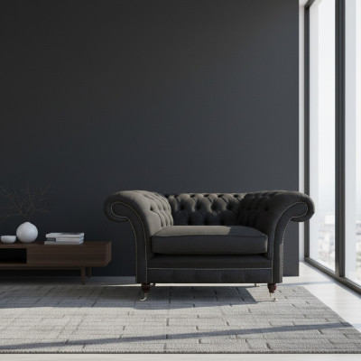 Luxuriöser Schwarzer Chesterfield Einsitzer Wohnzimmer Polster Sessel