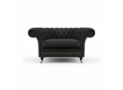 Luxuriöser Schwarzer Chesterfield Einsitzer Wohnzimmer Polster Sessel