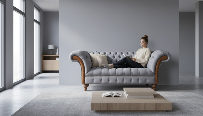 Luxus Modern Dreisitzer Sofa Couch Wohnzimmer Chesterfield Textil Möbel