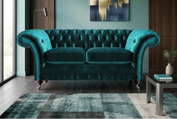 Grün Zweisitzer Sofa Couch Wohnzimmer Luxus Designer Textil Möbel