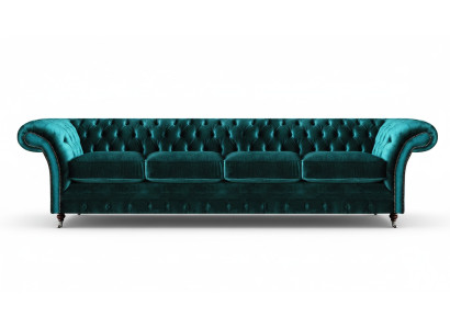 Elegante Chesterfield Grüne Polstercouch Moderner Vieristzer Textilsofa