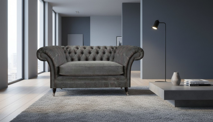 Luxuriöser Grauer Chesterfield Sessel Polstersessel Designer Sitzmöbel