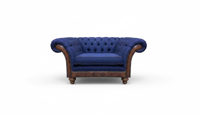 Luxuriöser Chesterfield Blauer Sessel Polstermöbel Designer Lehnsessel