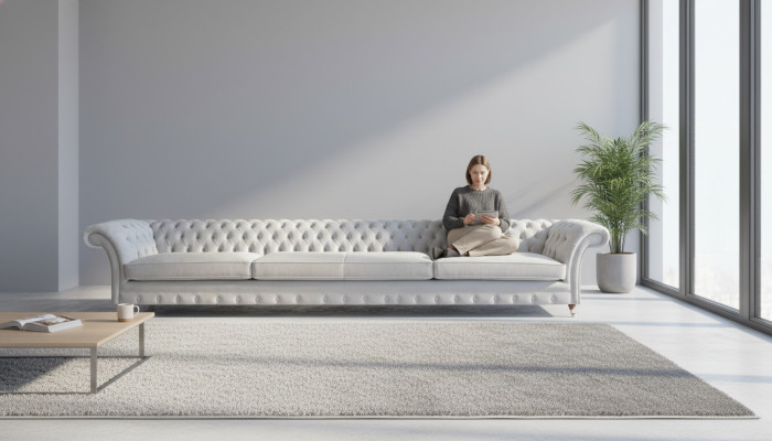 Weißer Chesterfield Polster Viersitzer Designer Textilsofa Edle Möbel