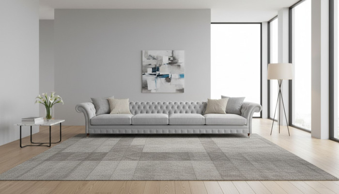Weißer Chesterfield Polster Viersitzer Designer Textilsofa Edle Möbel