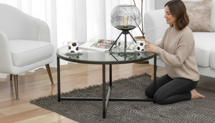  Couchtisch Luxuriöses Wohnzimmer Esszimmermöbel Glas + Metall schwarz hochwertig