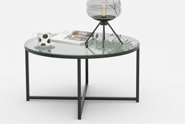  Couchtisch Luxuriöses Wohnzimmer Esszimmermöbel Glas + Metall schwarz hochwertig
