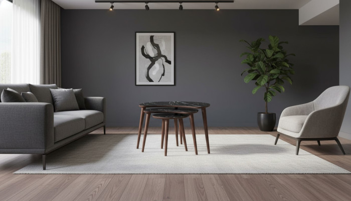  Couchtische 3 x Set aus schwarzem Holz luxuriöses Wohnzimmertisch-Set