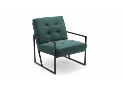  Dunkelgrüner Sessel Wohnzimmer Textil + Metallbeine Luxusmöbel Neu