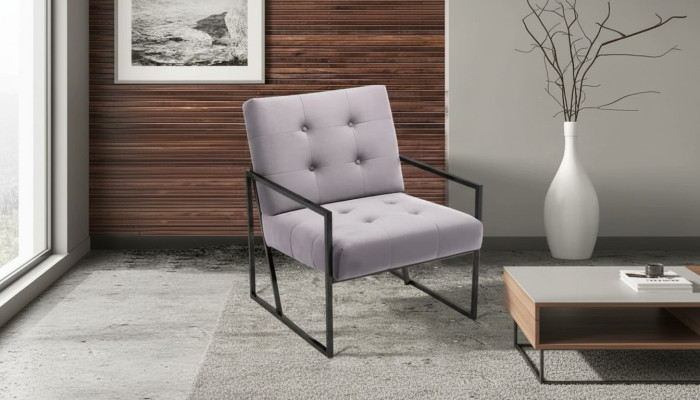  Wohnzimmer Sessel Lila Farbe Metallbeine Textil 1-sitzer Chesterfield