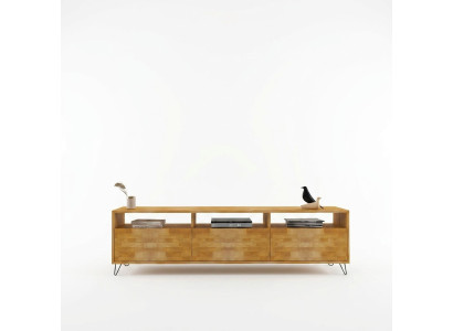 Braunes Wohnzimmer  Sideboard  Robuster TV Ständer Moderne Holz Möbel