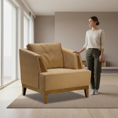 Brauner Polstersessel Designer Textil Einsitzer Moderner Fernsehsessel