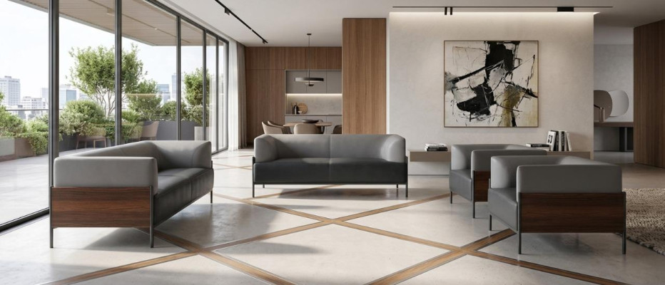 Ergonomischer Komplett Sofa-Set 4tlg Schwarz Designer Polster Modern Stil