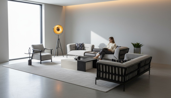 Luxuriöses Sofa Set Designer Viersitzer Edler Polster Dreisitzer Sessel