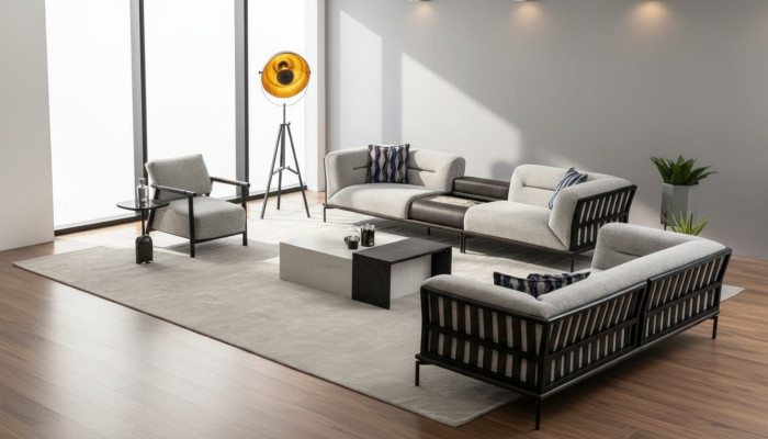 Luxuriöses Sofa Set Designer Viersitzer Edler Polster Dreisitzer Sessel