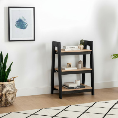 Schwarz-Beiges Bücherregal Holz Standregale Kinder Luxus Ablage Möbel