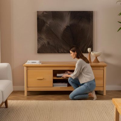 Stilvoller Beiger TV-Ständen Schubladen Kommode Designer Holz Lowboard