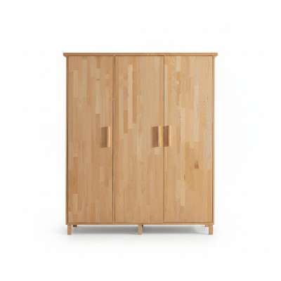 Beiger Schlafzimmer Edler Kleiderschrank Designer 3-türige Holz Schränke