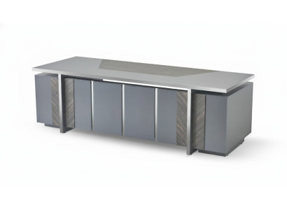 Bürotisch Rechteckig Form Grau Einfarbig Modern Design Stil mit Stauraum