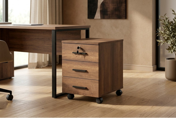 Arbeitszimmer Kommode Braun Schubladen Einfarbig Modern Design Rollen