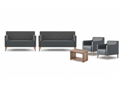 Arbeitszimmer-Set 5tlg Schwarz 3-Sitzer 2-Sitzer 2x Sessel Couchtisch