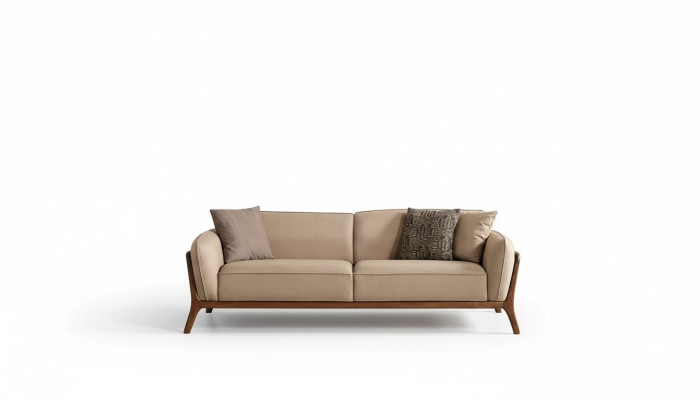 Moderne Beige Textilcouch Designer Möbel Wohnzimmer Edle Polstersofas
