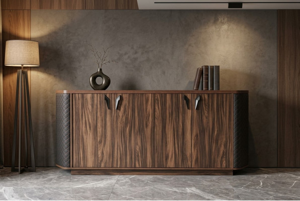 Sideboard Aktenschrank Braun Viertürig Modern Rechteckig Arbeitszimmer