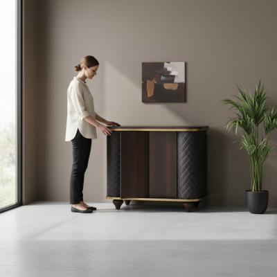 Kommode Rechteckig Sideboard Braun Schwarz Türen Modern Aktenschrank