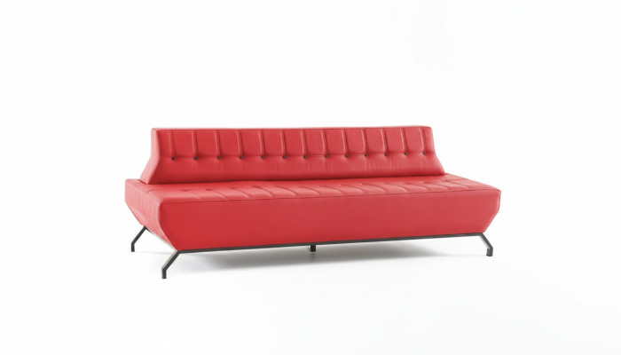 Couch Art Deco Design Rot 3-Sitzer Sofa Sitzmöbel Chesterfield Knöpfe