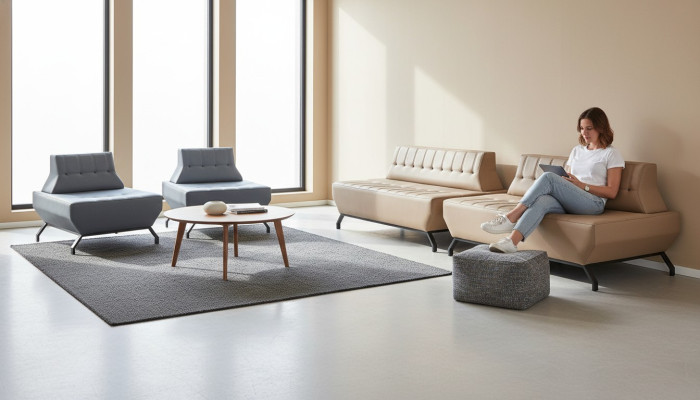 Ledesofas Set 2-Sitzer Sessel Beige Grau Chesterfield Sofas Edelstahl