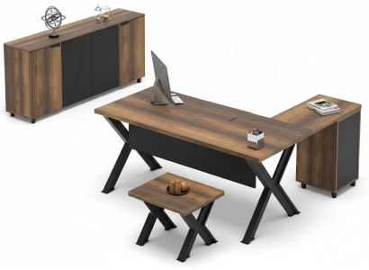 Büroeinrichtung Arbeitszimmer Tisch Sideboard Couchtisch Braun Schwarz