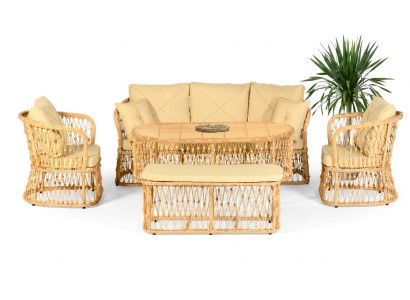 5tlg GartenMöbel Sofagarnitur Sofa Sessel Couchtisch Bank Modern Veranda Lux Neu