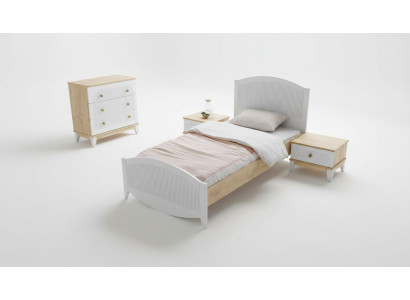 3-teiliges Set Bett Nachttisch und Kommode für das Kinderzimmer