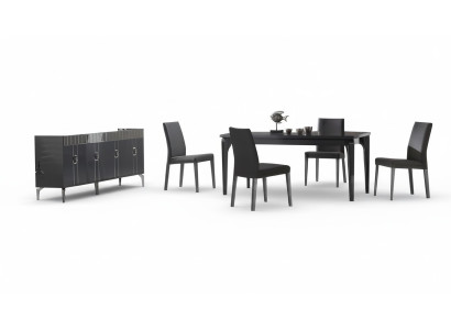 Esszimmer Set Esstisch 4x Stühle Sideboard 6tlg Moderne Möbel Grau Designmöbel