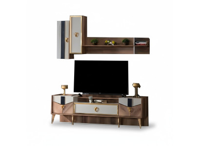 Esszimmer Set TV-Schrank + Regal 2-teilig Stauraum Holzmöbel Moderne Einrichtung