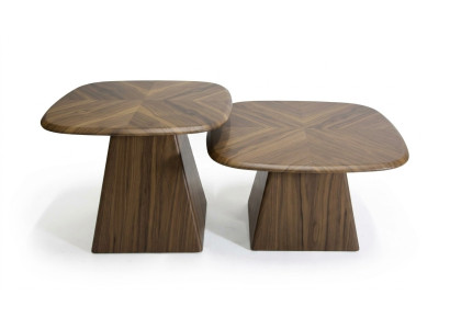 Designer Couchtisch Set – 2-teilig, Holz stilvolle Möbel für modernes Wohnzimmer